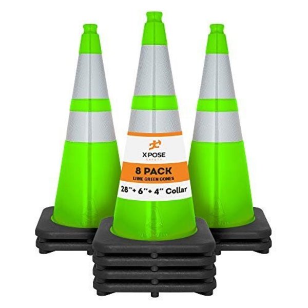 Xpose Safety Traffic Cone, PVC, 28" H, Lime LTC28-64-8-X
